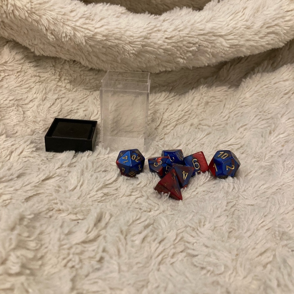 DND Blue and Red Polyhedral Dice Set